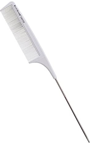 Blackomb - Professioneller keramischer Friseurkamm | Toupierkamm mit Nadelstiel | Antistatischer Kamm | Nadelstielkamm | hochwertiger Haarkamm | Weiß