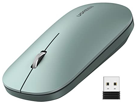 UGREEN Ratón Inalámbrico Silencioso, Ratón USB 2.4GHz 4000 dpi con Receptor USB, Ratón Óptico Ultrafino 4 Niveles dpi Ajustables para Ordenador, Portátil, Macbook, Windows 11 10, macOS, Linux, Verde