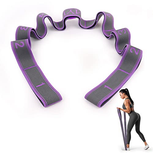 Yoga Set,Dehnungsband Yoga Stretching Band Yoga Gurt mit 9 Schlaufen,Gymnastikband,Yoga Stretch Gurt,Tragender und Hochelastischer Gymnastik-Gur, Ideal Stretching Band für Heißes Yoga