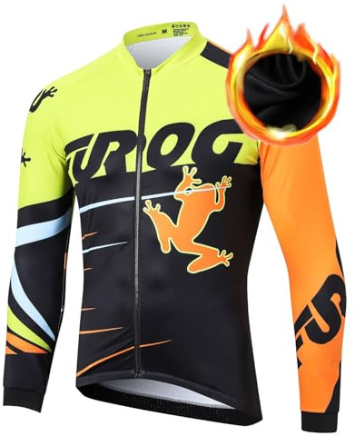 UGLY FROG Winter Radtrikot Herren Langarm Vlies Warm mit Taschen T-Shirt MTB Jersey Fahrradtrikot für Radsport Rennrad Sport M für Außentemperatur 5-15°C