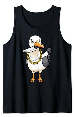 Divertida gaviota con cuchillo pájaro aves marinas aves Camiseta sin Mangas
