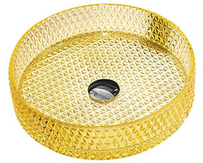 HUHJYUGE Waschbecken Badezimmer Rund, Moderne Aufsatzwaschbecken Glas, Langlebig Aufsatzwaschtisch Waschtisch Handwaschbecken Installation Einfach, für Badezimmer/Gäste-WC