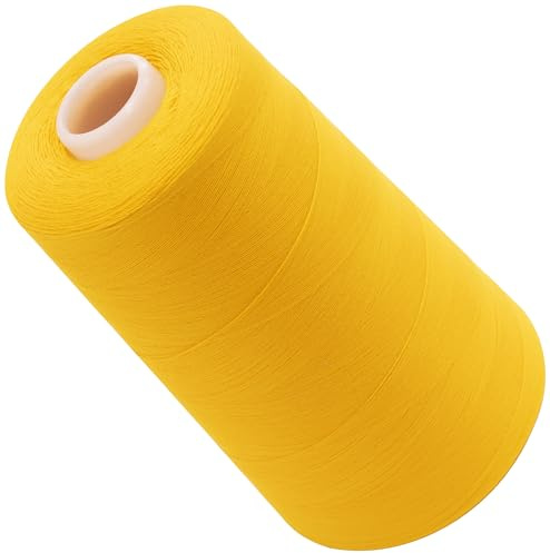 AERZETIX - C72107 - Bobina cónica de hilo de coser 120 (40/2) 4000 m - en poliéster - color amarillo intenso - confección mercería cuerda cordón costura ropa marroquinería