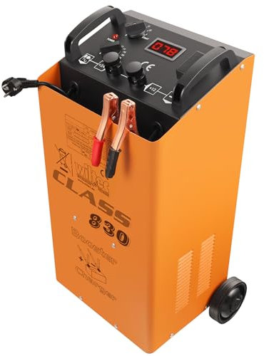 Wiltec Batterieladegerät Booster Class CD 830 12-24 V, mobiles Ladegerät mit Starthilfe für Auto, Motorrad und LKW, Akkuladegerät mit Schnellladung