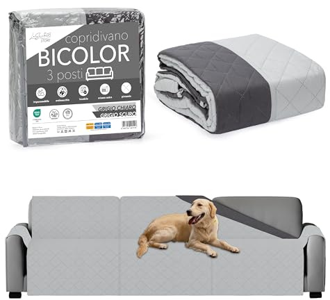 LA SUITE 08 STORE Copridivano 3 Posti Con Braccioli Double Face, Copridivani Elasticizzati Impermeabili Resistenti Ai Graffi Di Cani e Gatti (GRIGIO CHIARO, 3 POSTI)