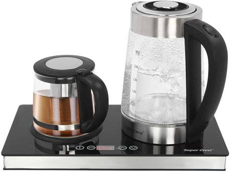 Glas Wasserkocher 2.5L+1L Teekocher Elektrisch mit Temperatureinstellung, 1800W LCD Multifunktionaler Elektrischer Teezubereiter mit Teesieb, Kompakt in Hochwertigem Design, für Büros Hotels Haushalte