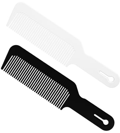 Bojueshaw 2pcs Hair Cutting Combs,Heat Resistant Barber Styling Combs with Anti-Slip Grip for Clipper Cuts,Flattops & All Hair Types(Black & White)
