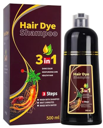 Champú Tinte Marrón Oscuro 500ml, Para Un Color Duradero Y Radiante, Cabello Suave Y Sedoso, Para Tono Castaño Oscuro, Cobertura Natural Y Brillo Instantáneo, Hair Dye Shampoo