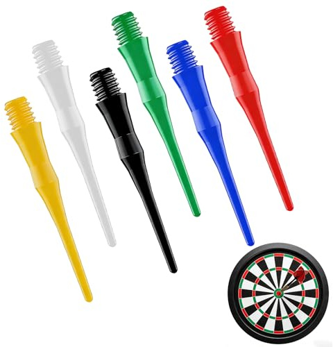 600 Pz Punte per Freccette in Plastica, Puntali per Freccette in Plastica, Punte di Ricambio Accessori per Freccettes con Filettatura 2BA Professionali, con Scatola di Immagazzinaggio (6 Colori)