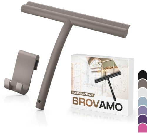 Rasqueta Limpiacristales Sin Rayas para Ducha, Limpia Mamparas Ducha Cristal con Soporte Sin Taladro, Limpiacristales con Mango para Ventanas de Baño, Ventanas, Espejos[Gris]