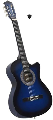 LoogCape Western Guitar Cutaway 38 Inch Blue Shaded with 6 Strings Acoustic Guitar for Beginners Children Adults Learning Set with Accessories, Pickup, Strap, Plectrum, Tuner, Bag