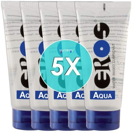 5 st. Eros Aqua glidgel på vattenbaserat tub 100 ml: vattenbaserat glidmedel erotik sparpaket storförpackning