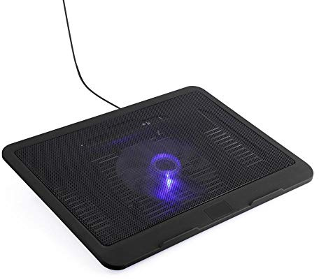 Laptopkylningskylskåp, USB-kylkorg för bärbar dator Laptopkylare med 1 tyst LED-fläkt, tunn bärbar USB-driven, för 14-tums bärbar dator (svart)