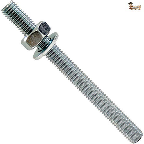 BricoLoco perno filettato per ancoraggio tassello chimico resina con dado e rondella. Acciaio zincato. Per installazione a parete, soffitto, pavimento… (25, M-12X115)