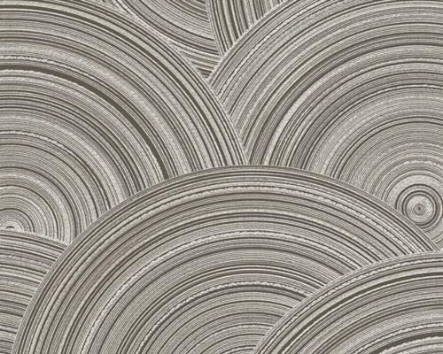 Livingwalls My Home My Spa 3D Tapete Grau Kreise Wandtapete Schlafzimmer 386964 Vliestapete 10,05x0,53m Made in Germany, Grau, Gold, 10,05m x 0,53m