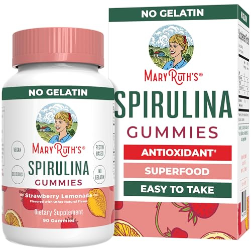 MARYRUTH'S Spirulina Gummies Made with Organic Spirulina | Superfood Gummies for Ages 14+ | Antioxidant | Vegan | Non-GMO | Pectin-Based | Gluten Free | 90 Count