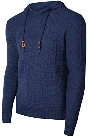 Genfien Sudadera con Capucha para Hombre Jersey con Capucha de Forro Deportiva Cuadros Jacquard de Punto Camisa de Entrenamiento Hoodie Casual Otoño Invierno