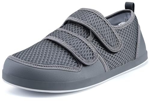Hsyooes Scarpa Ortopedica Donna Scarpe Diabetiche Uomo Pantofole Ortopediche Regolabili Pantofole Camminata Anziani Strappo Traspirante grigio-A 43EU