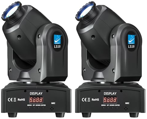 Big Dipper Stage Lights Moving Head Lights, 35W LED Spotlights DMX 512 with Sound Activated Equipment, 8 Gobos/8 Color 9/11 Channel Light for Wedding DJ Party Stage Lighting (2 Pack)