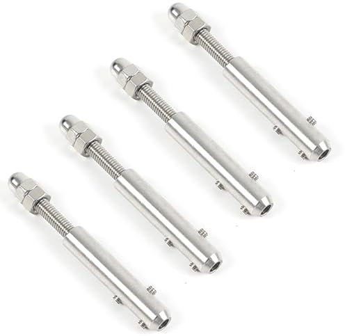 STFALI Tendeur Cable Inox pour Cable Inox 4mm, 4 Pièces et clé en L-Tendeur de câble Métallique de Câble en acier Inoxydable pour Fixation Haubanage
