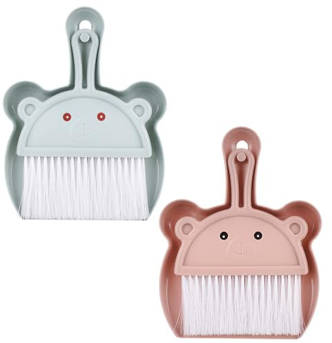 2 Pcs Small Dustpan Broom Set Cute Table Crumb Sweeper Broom Mini Dust Pan with Brush Set for Home Desktop Sofa Kitchen Keyboard Sweeping Cars Pet Nest