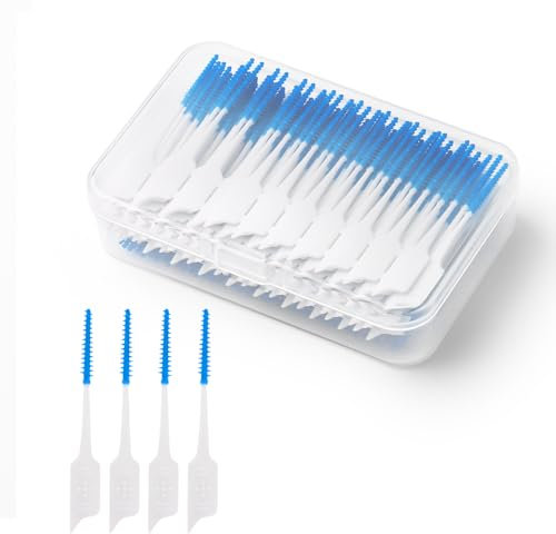 MXTIMWAN 200 Stück Interdentalbürsten, Tragbare Zahnreinigung Zwischenräume, Blau, Wiederverwendbar