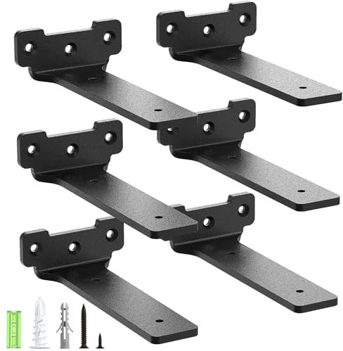 Yeabett 6 pezzi di supporti per mensole 15 cm, supporti per scaffali in metallo con viti, capacità di carico 70 kg, Nero