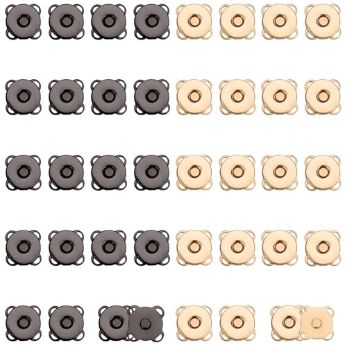 20 Boutons Magnétiques, 10mm Boutons-Pression Magnétiques Lisses pour Vêtements Bouton-Pression Magnétique Prune avec un Fort Magnétisme pour Couture Artisanat (Gris Foncé, Or Clair)