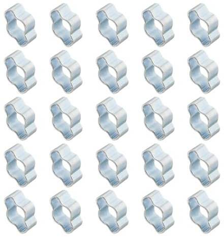 PATIKIL 50pz 3-5mm Fascette Stringitubo a Doppia Orecchio, Anelli Crimpatura a Clip Acciaio Zincato per Tubi Carburante Benzina, Connessioni per Tubi, Tono Argento