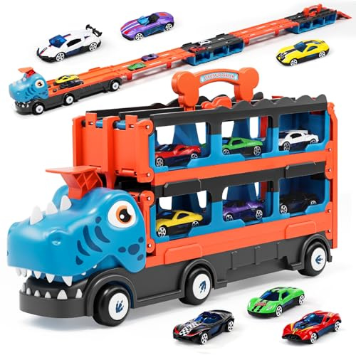 Lehoo Castle Dinosaur Transporter Truck with 6 Cars and 1.5m Track 3+