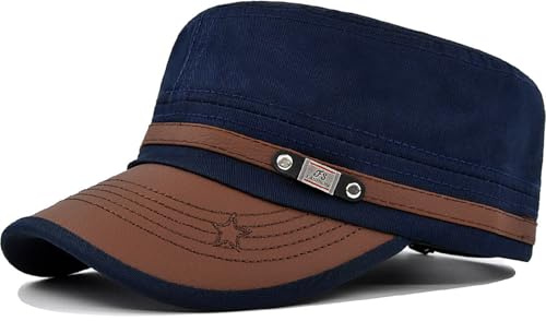 YeeHeen Cadet Army Cap for Men Women Twill Military Corps Hat Flat Top Cap Navy