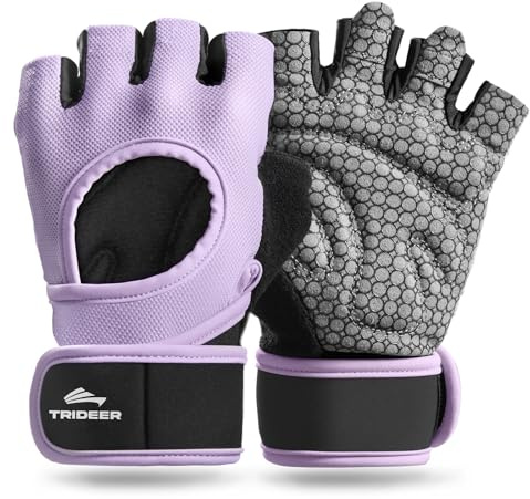 Trideer Weight Lifting Gloves for Women & Men, Wrist Support & Padded Palm | Gym Gloves with Silicone Grip, Breathable Workout Gloves for Strength Training, Pull Ups, Cross Training & Fitness