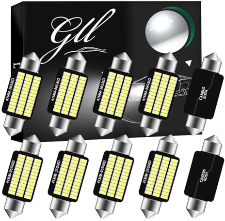 GLL 10 stycken 41 mm soffitt glödlampor 12 V vita interiörlampor 250 lumen 6500 K 2 W