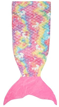 Catalonia Classy Glow in the dark sjöjungfrufilt för flickor, fluffig plysch fleece sjöjungfrufena barn gosig filt, present till flickor barn, 114 x 41 cm, enhörning