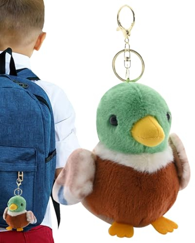 Porte-clés animaux en peluche – Breloque de sac à dos canard colvert – 11,9 cm – Breloque portable pour sac à main, portefeuille, accessoires mignons pour clés de voiture, Attribut unique, Refer to