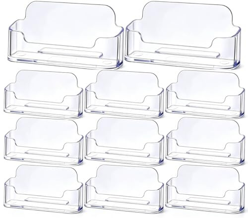 BetterJonny 10 PCS Porte-cartes de Visite, Transparent Support Carte de Visite en Acrylique Présentoir de Cartes de Visite pour Plans de Travail,Hôtels et Bureau