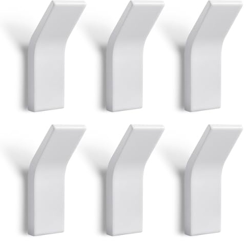 6 Stück Klebehaken Extra Stark, Wandhaken Selbstklebend Metall, Klebehaken Badezimmer Haken Selbstklebend Weiß, Haken Ohne Bohren, Kleiderhaken Selbstklebend Können, mit 6 Montagekleber Extra Stark