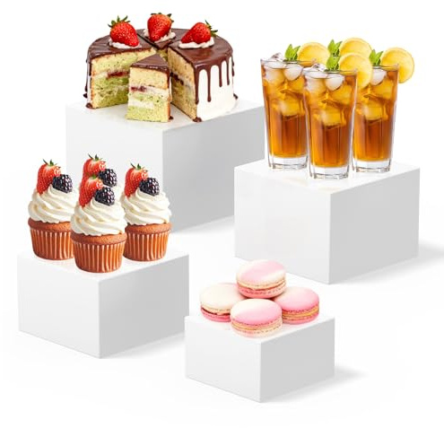 lameico 6 Piezas Buffet Riser Acrílico Soporte, Expositor de Tartas con Fondo Hueco, Buffet aumenta el Elevador de Buffet Acrílico para Buffet, Boda, Cola, Fiesta Familiar, Fiesta de Cumpleaños