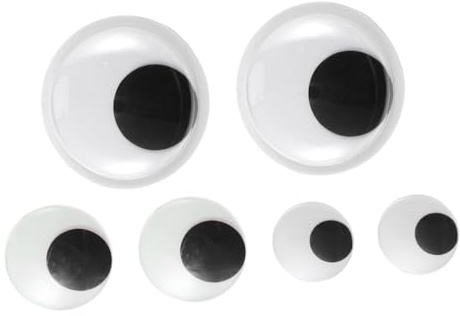 Angoily 6 Piezas de Ojos Móviles Autoadhesivos en Colores Negro y Blanco Tamaños 75 MM 10 MM y 154 MM para Manualidades Decoración Navideña y Proyectos Creativos Infantiles