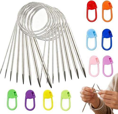 11 Pcs Circular Knitting Needles, 80CM Circular Needles 2.0mm-8.0mm