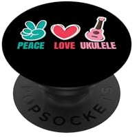 Love Peace Ukulele I Guitare Musique Coeur Instrument PopSockets PopGrip Adhésif