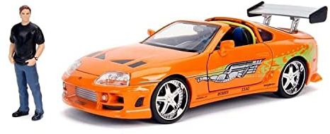 Jada Fast & Furious Brian’s 1995 Toyota Supra Diecast Model – 1:24 Scale Durable Die Cast Car – Includes Brian O' Conner Figure – Perfect for Collectors and Kids