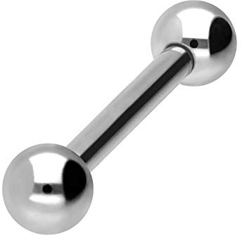 PIERCINGLINE Barra de acero quirúrgico | 2 bolas | Piercing varilla pecho oído íntimo lengua | tamaños y colores a elegir, 2,5 mm x 16 mm, Acero quirúrgico 316L