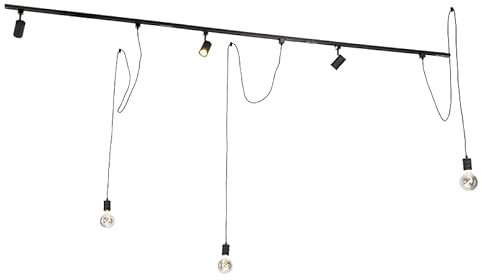 QAZQA cavalux jeana - Système sur rail spot luminaire plafond, plafonnier compatible pour led - 3 lumière - L 285 cm - Noir - Moderne - éclairage intérieur - Salon I Chambre I Cuisine I Salle à manger