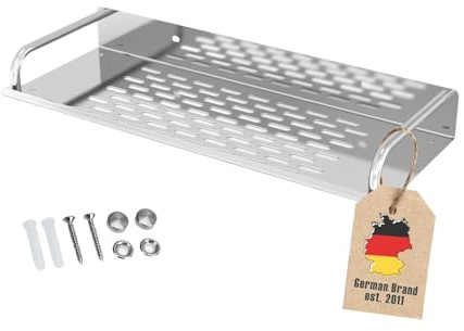 INTIRILIFE Estante de ducha de acero inoxidable 30 x 11 cm- Cesta de ducha de montaje en pared con canales de desagüe -de acero inoxidable para taladrar - Estante de baño para champú, gel de ducha
