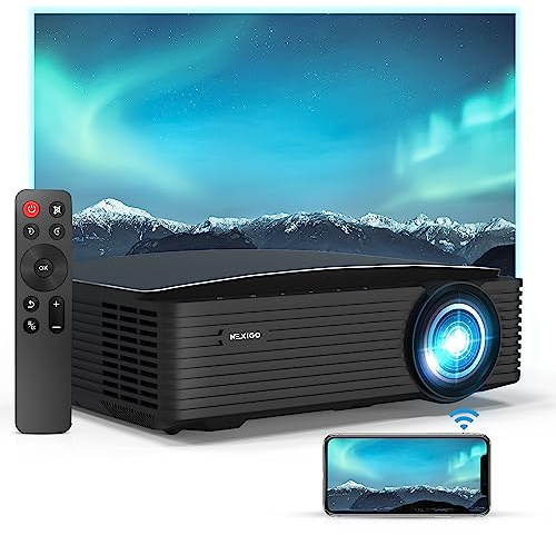 NexiGo PJ20 Outdoor Projector, Movie Projector with WiFi and Bluetooth, Native 1080P, Dolby_Audio Sound Support, Compatible w/TV Stick,iOS,Android,Laptop,Console