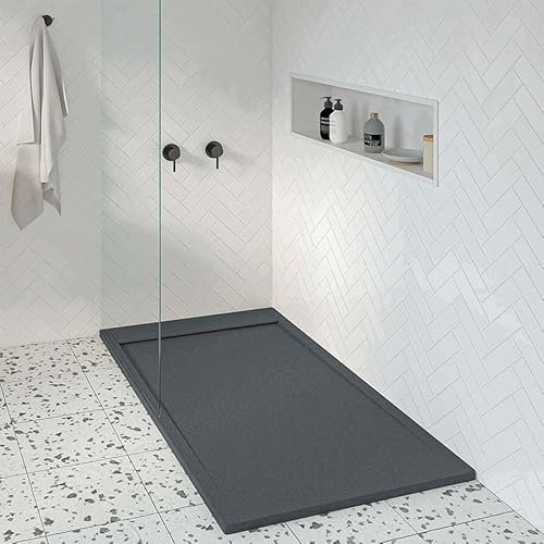 KOES - Plato de Ducha de Resina Modelo AMUR – 80x140 – Antracita RAL 7016