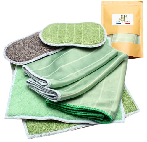 Générique Lot de 6 Chiffon Bambou Microfibre pour Vitres Miroirs Carreaux Carrosserie Microfibre Bambou Vitre Ménage Salle de Bain
