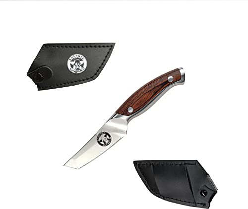 Ergo Chef Guy Fieri Knuckle Sandwich 3-IN Tanto Knife Premium 7CR17MoV Stainless Steel Blade Custom Style Tip, Ergonomic Pakkawood Handle with Sheath