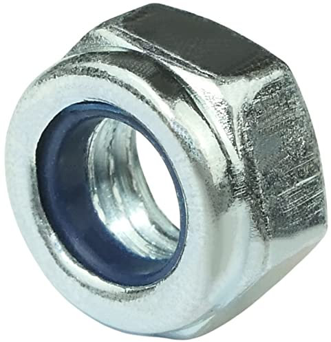 AERZETIX - C58259 - Set di 25 dadi esagonali di bloccaggio M6 - dadi autobloccanti con anello in nylon - filettatura metrica - in acciaio zincato - colore argento